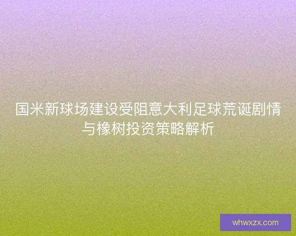 国米新球场建设受阻意大利足球荒诞剧情与橡树投资策略解析 国米新球场建设受阻意大利足球荒诞剧情与橡树投资策略解析