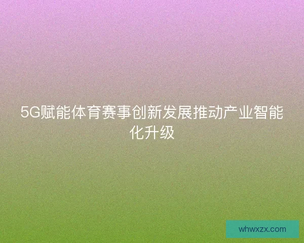 5G赋能体育赛事创新发展推动产业智能化升级 5G赋能体育赛事创新发展推动产业智能化升级