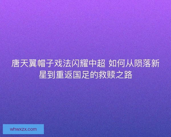 唐天翼帽子戏法闪耀中超 如何从陨落新星到重返国足的救赎之路