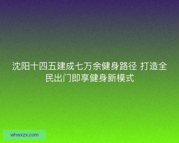 沈阳十四五建成七万余健身路径 打造全民出门即享健身新模式 沈阳十四五建成七万余健身路径 打造全民出门即享健身新模式